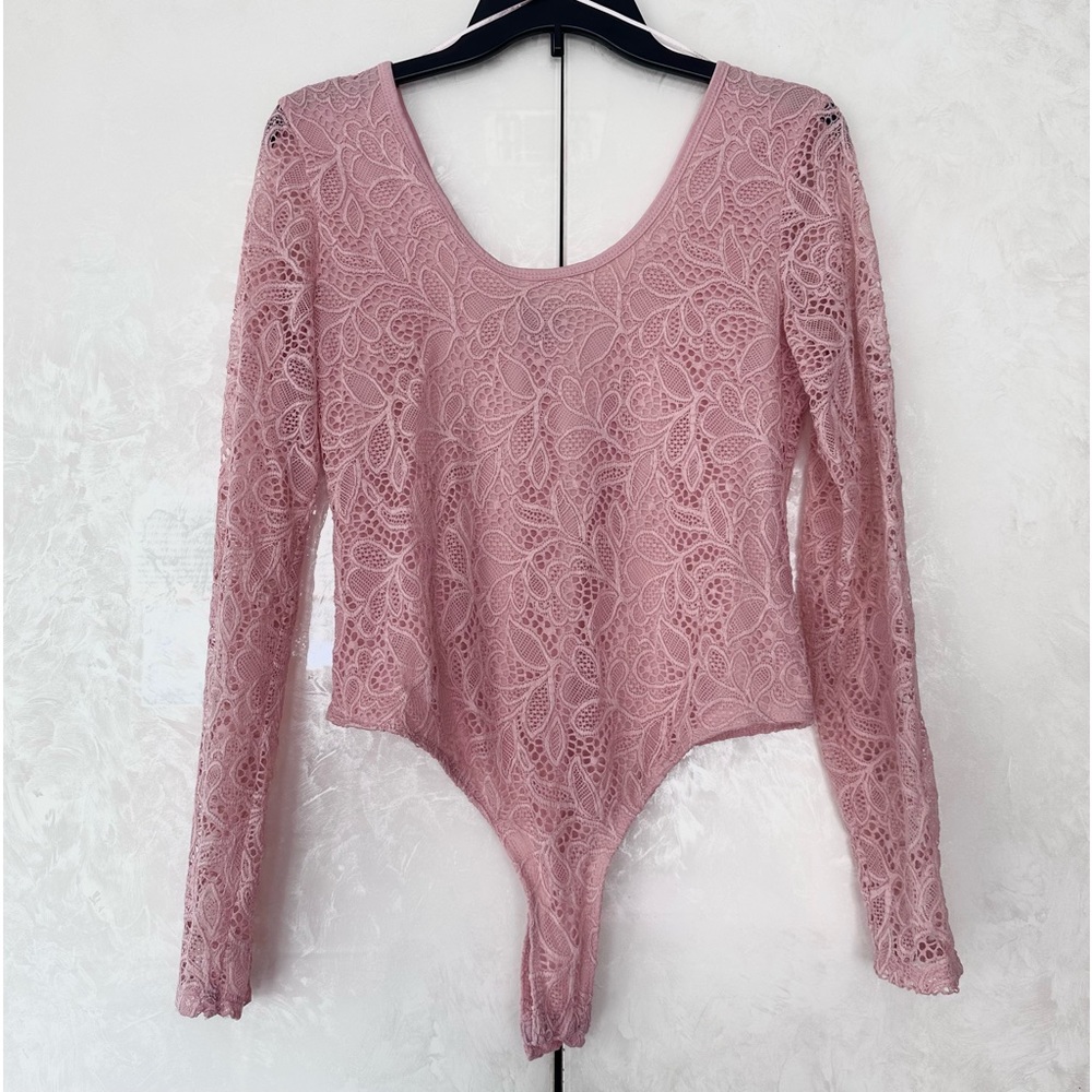 Pink Floral Laced Bodysuit